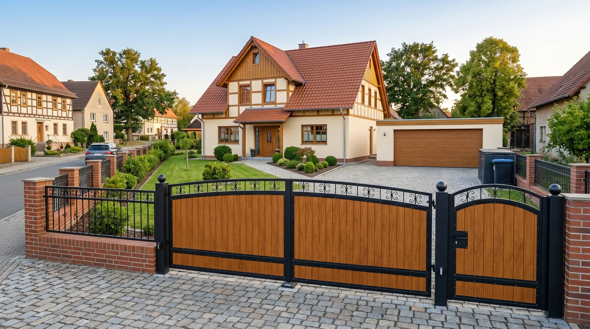 Drehfluegeltor · Holzfuellung · Ornament · Klinker · Fachwerk · in Schwerin